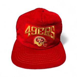 Vintage Red 49ers Corduroy Hat with Gold Embroidery